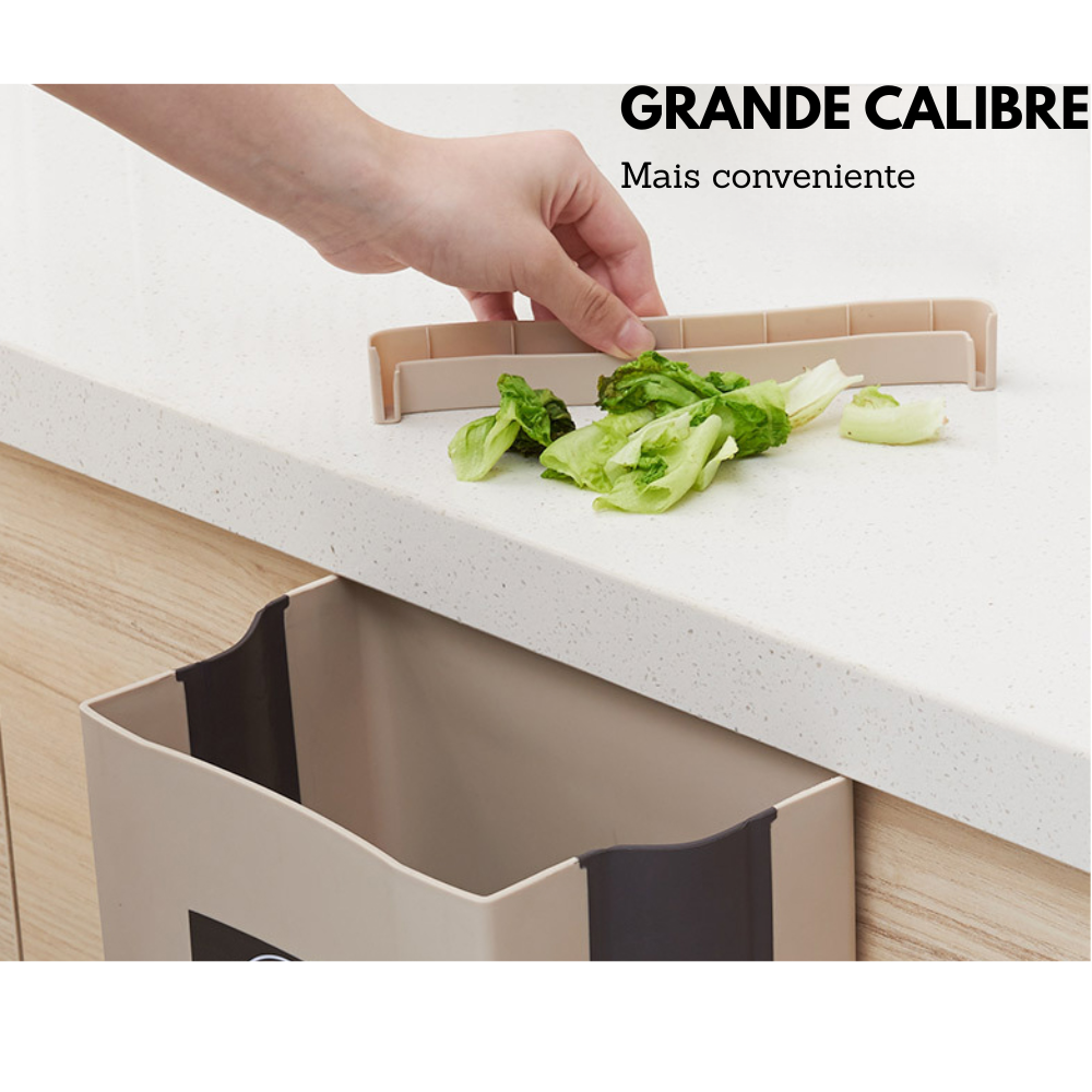 Lixeira Dobrável de Parede 9L - Plástico e Silicone para Cozinha