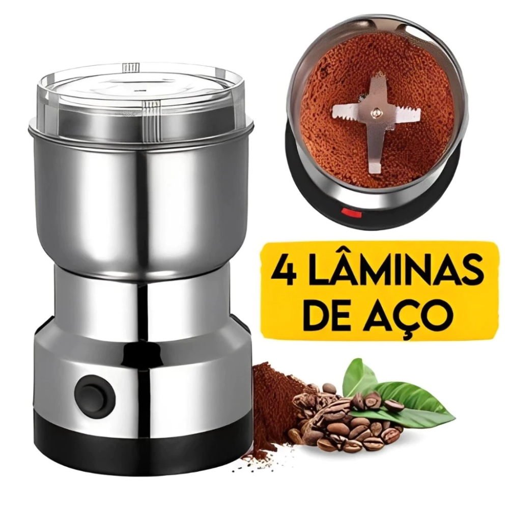 Moedor de Café e Grãos Elétrico Multifuncional - Aço Inox