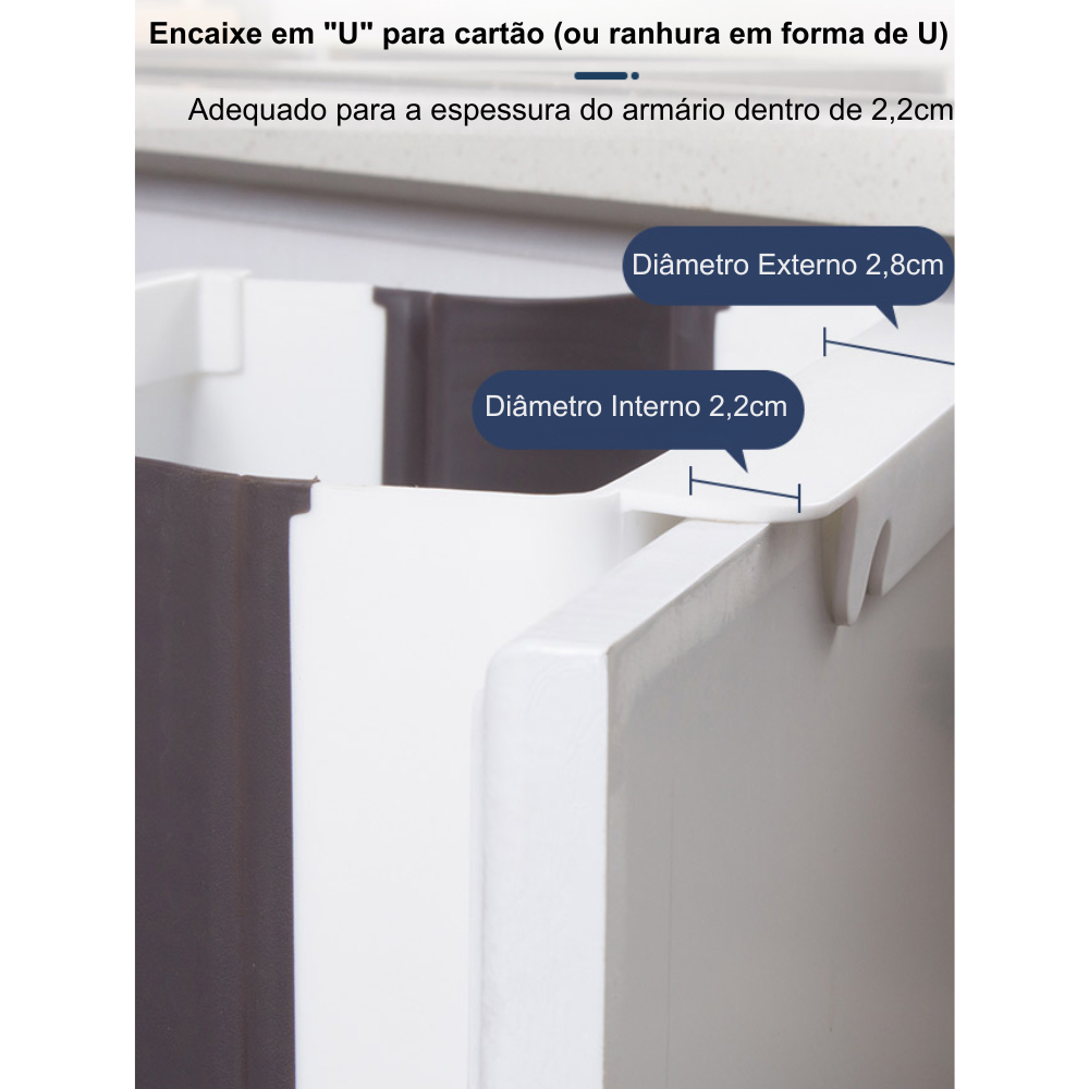 Lixeira Dobrável de Parede 9L - Plástico e Silicone para Cozinha