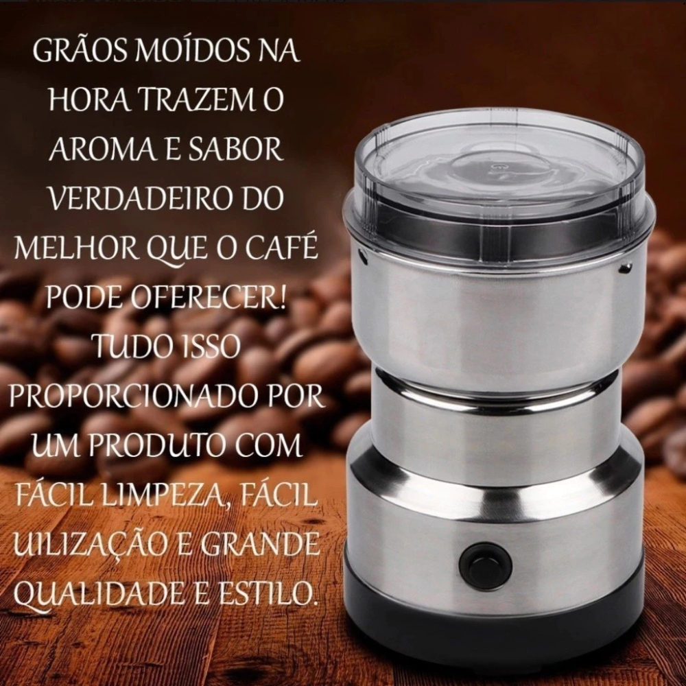 Moedor de Café e Grãos Elétrico Multifuncional - Aço Inox