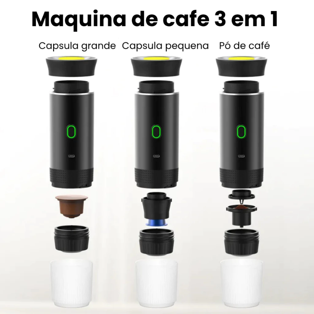 Cafeteira Expresso Portátil Elétrica 3 em 1 - Cor Verde