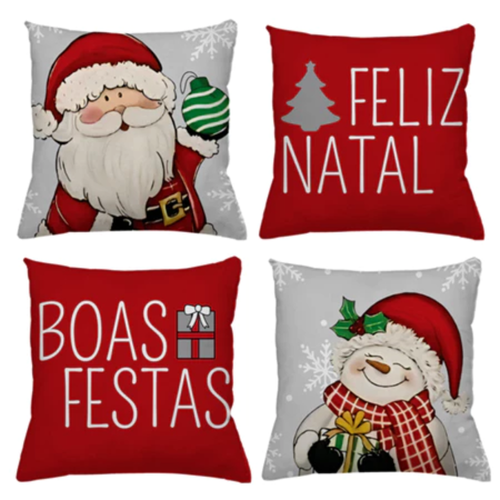 Almofadas Natalinas - 4 Peças e Estampas Diversas