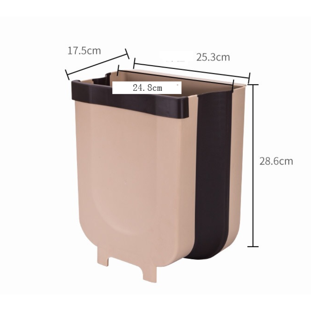 Lixeira Dobrável de Parede 9L - Plástico e Silicone para Cozinha