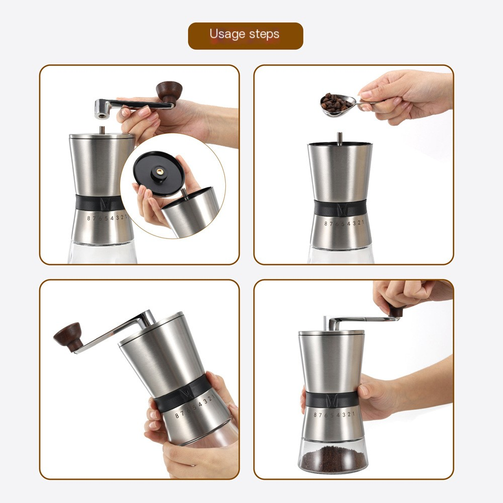 Moedor de Café Manual Ajustável - Design Retrô em Inox