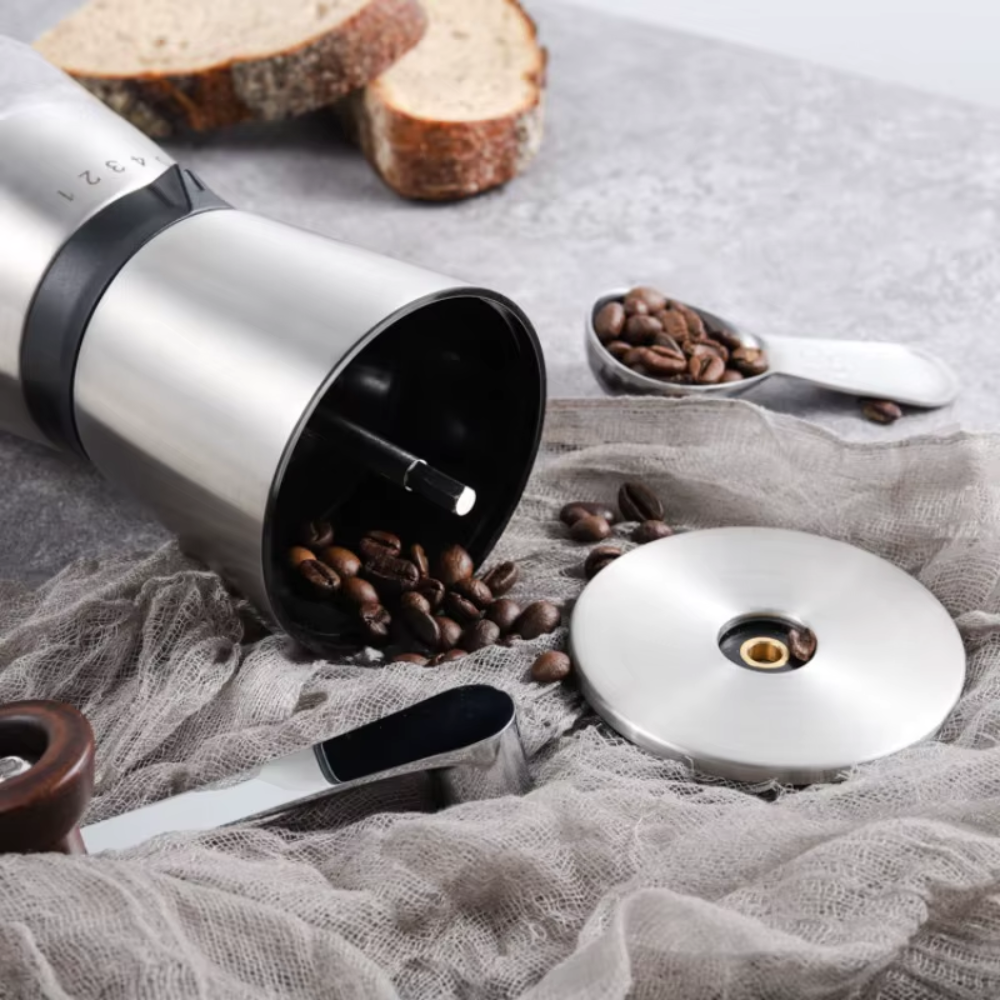 Moedor de Café Manual Ajustável - Design Retrô em Inox